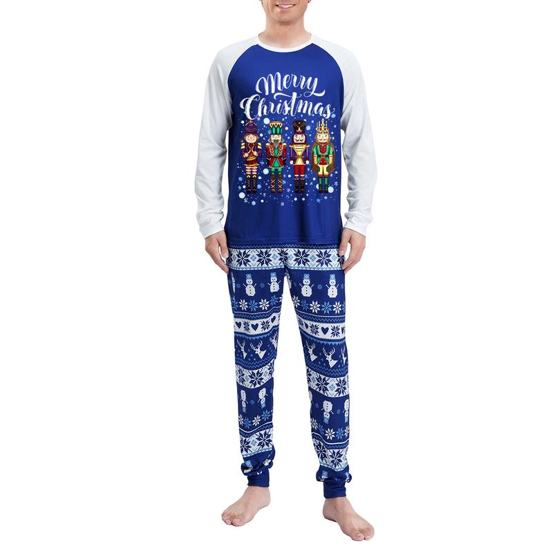 Family Matching Christmas Pajama Set, Snowman Print Raglan Sleeve Tops Elastic Waist Pants for Fall Winter