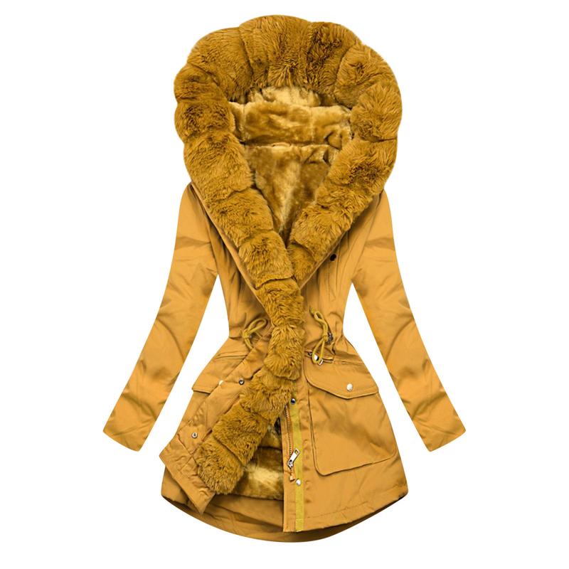 2024 Coat Fur Collar Coat Cross-Border Autumn and Winter Women's Warm Fur Collar Hood Coat