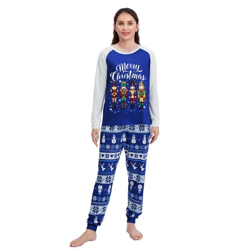 Family Matching Christmas Pajama Set, Snowman Print Raglan Sleeve Tops Elastic Waist Pants for Fall Winter