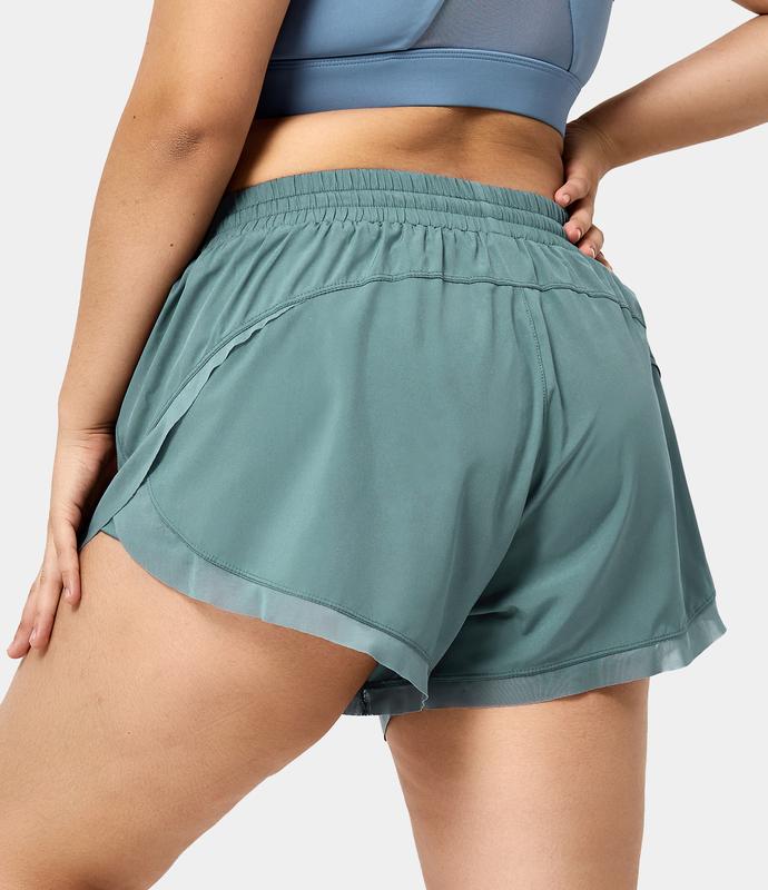 Halara Drawstring Contrast Mesh 2-in-1 Plus Size Shorts 4