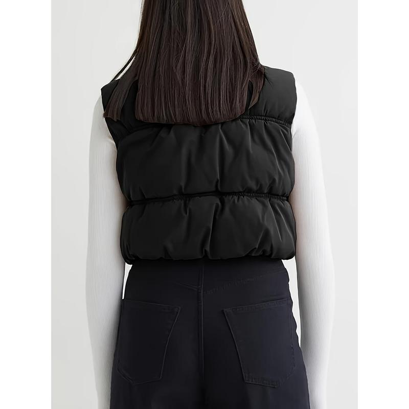 Women's Crop Puffer Vest Winter Zip Up Lightweight Sleeveless Warm Outerwear Padded Coat