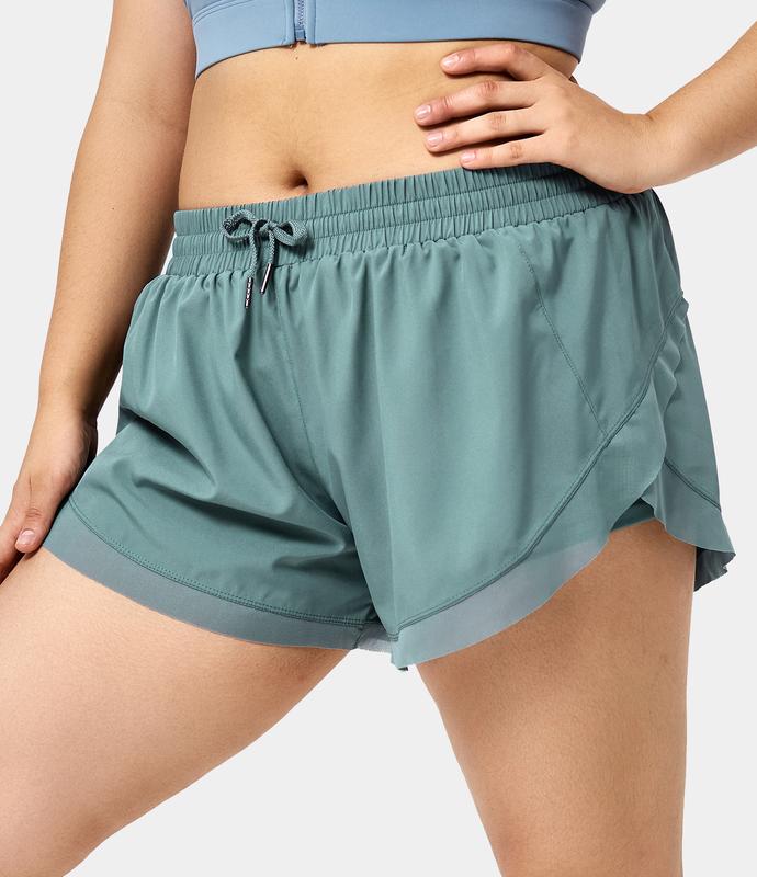 Halara Drawstring Contrast Mesh 2-in-1 Plus Size Shorts 4