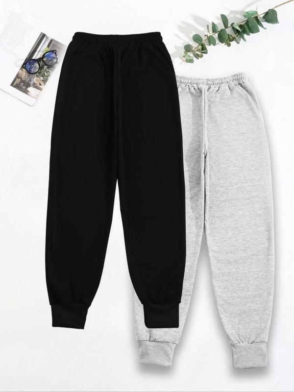 Women's Heart Print Drawstring Waist Sweatpants, Casual Elastic Waist Pocket Jogger Pants for Fall & Winter, Women's Trousers for Daily Wear