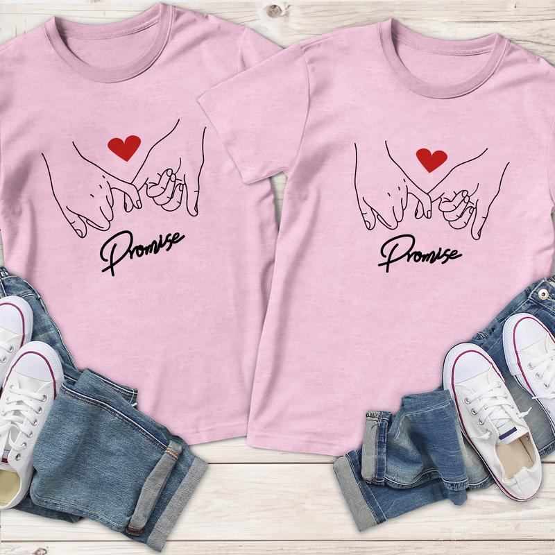 Promise Couple Matching T-Shirt, Comfort Cotton, Size For All Body, Shirts For Couples, Gift For Husband Wife Style Casual Comfortable