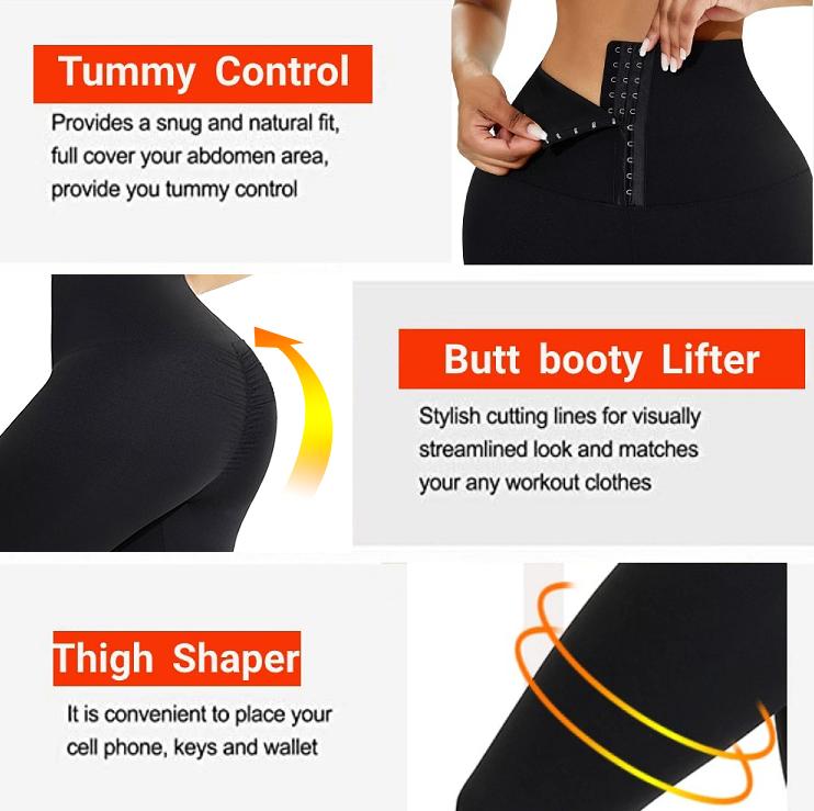 Soo slick High waisted leggings with Tummy control adjustable hook sculpting pants Black for bidden pant Womenswear Bottom tummy control lulu leggings brandy boxshorts