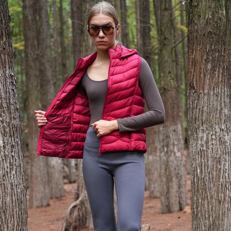 Women's Cotton-Padded Vest with High Stand Collar and Quilted Design for Fall and Winter - Casual, Basic