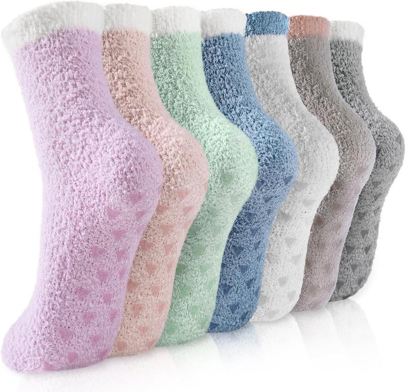 Fuzzy Socks - 5 Pairs Slipper Socks for Women, Cozy Socks, Women's Winter Warm Socks, Non Slip Fuzzy Slipper Socks