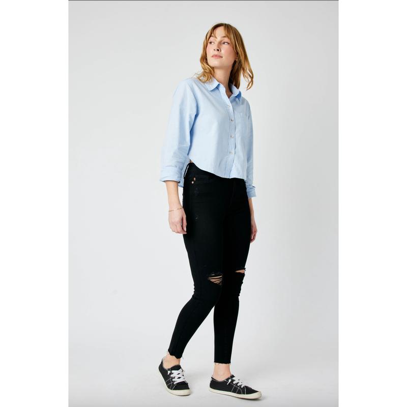 Judy Blue Destroyed Raw Hem Black Jeans