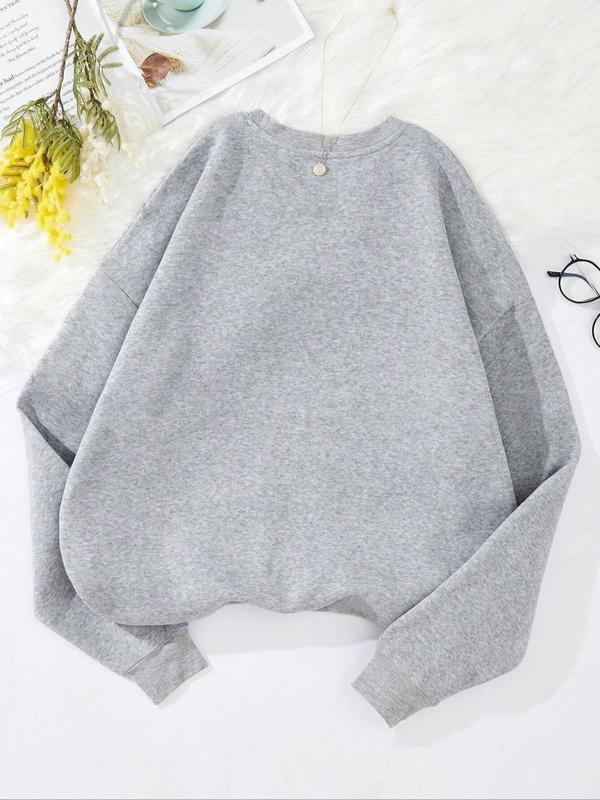 Women's Round Neck Pullover, Fashion Casual Crew Neck Sweatshirt for Daily Holiday Outdoor Wear, Women Clothing for Fall & Winter