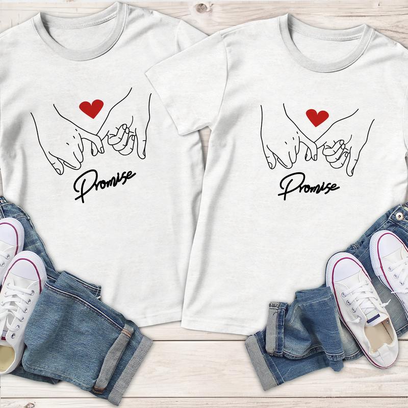 Promise Couple Matching T-Shirt, Comfort Cotton, Size For All Body, Shirts For Couples, Gift For Husband Wife Style Casual Comfortable