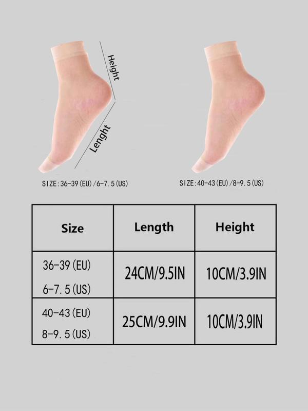 Women's 10 Pairs Solid Sheer Crew Socks, Fashion Casual Comfy Breathable Mid-Calf Socks for Daily Outdoor Wear, Ladies Socks for Summer