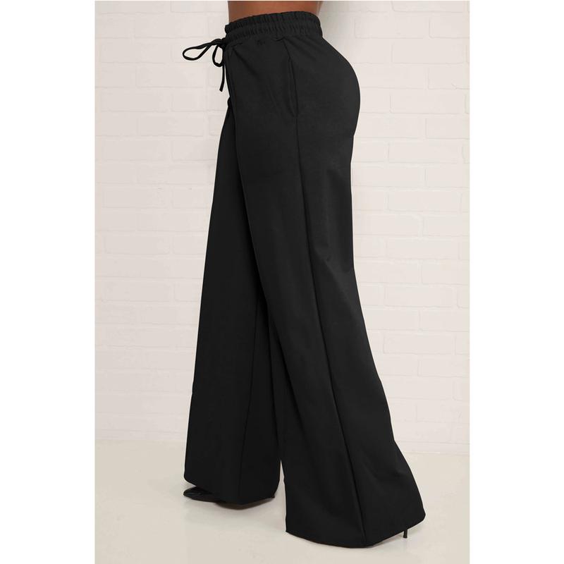 Women Casual Wide Leg Pants Drawstring Flowy Joggers Baggy Lounge Sweatpants with Pockets