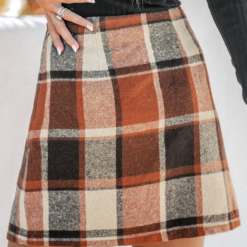 CUPSHE Comfort Plaid High Waist Womenswear Mini Skirt Bottom