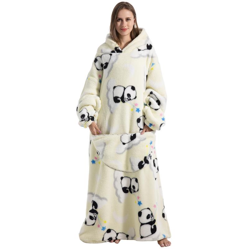 [Free shipping on 2 items] Christmas Day Gift Plus Size Wearable Blanket Hoodie for Women Men, 1Pcs Oversized Nightgown Loungewear Womenswear Wearable Hoodie Sherpa Fleece Sweatshirt Blanket Warm Hoodie with Pocket