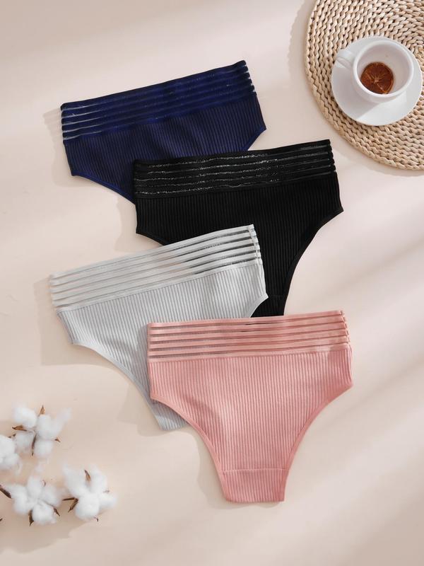 Women's Solid Color High Stretch Seamless Panties , Breathable Comfortable Panties for Daily Wear, Women's Underwear for All Seasons