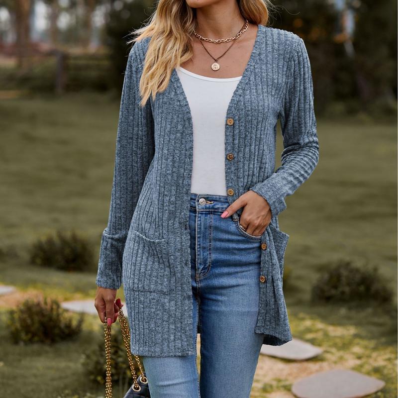 Women’s 2024 Fall Fashion Cardigan Lightweight Soft Knit Cardigan for Women Long Sleeve Open Front Coat with Pockets Basic Fabric