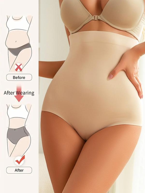 Women's Solid High Waist Knicker, Casual Breathable Comfortable Seamless Panty for Daily Wear, Women's Underwear for All Seasons