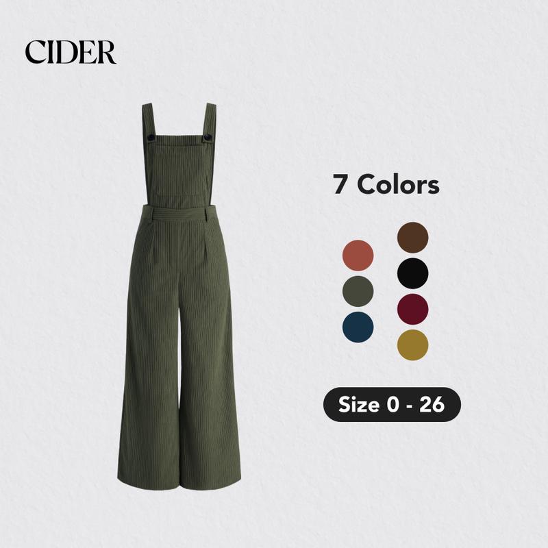 Cider [7 colors, size 0-26] Corduroy Wide Leg Jumpsuit