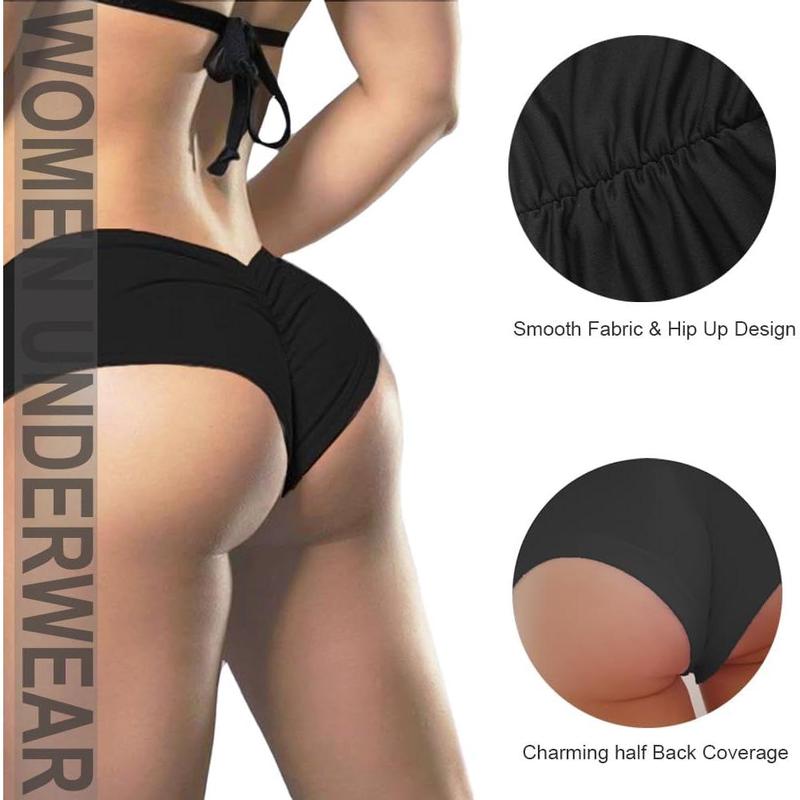 Women's  Sports Briefs Ruched Butt Lifting Panties Half Back Soft Active Yoga Underwear 3 Pack