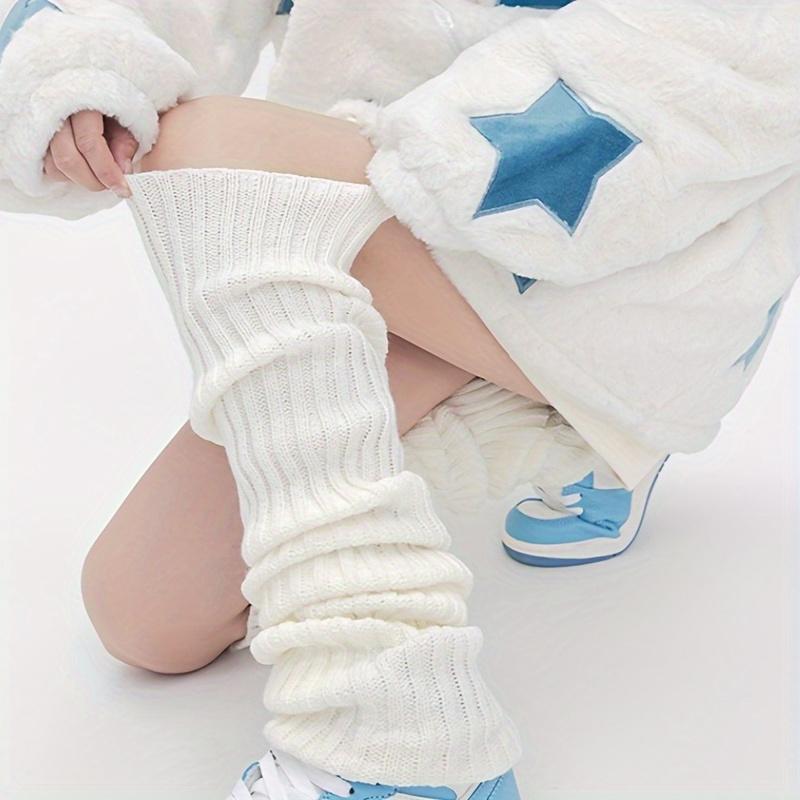 2 Pairs of Soft & Cozy Simple White Solid Color Stockings Leg Warmers - Non-Slip, Casual, Versatile, Comfortable, and Warm for Everyday Wear - Perfect for Cold Weather