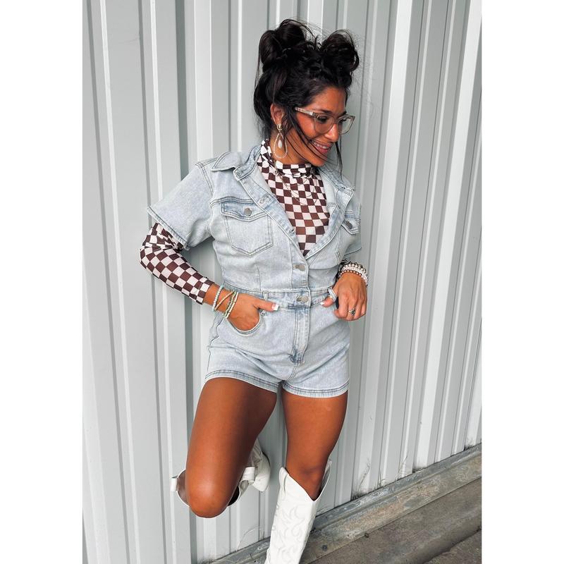 Making some Mistakes Denim Romper top