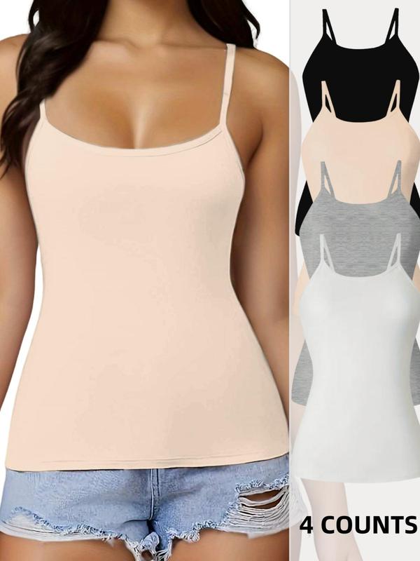 Women's Minimalist Solid Adjustable Strap Sleep Cami Top,  Clean Girl Clothes for School, Casual Comfy Spaghetti Strap Sleeveless Top for Daily Home Wear, Ladies Sleepwear for All Seasons