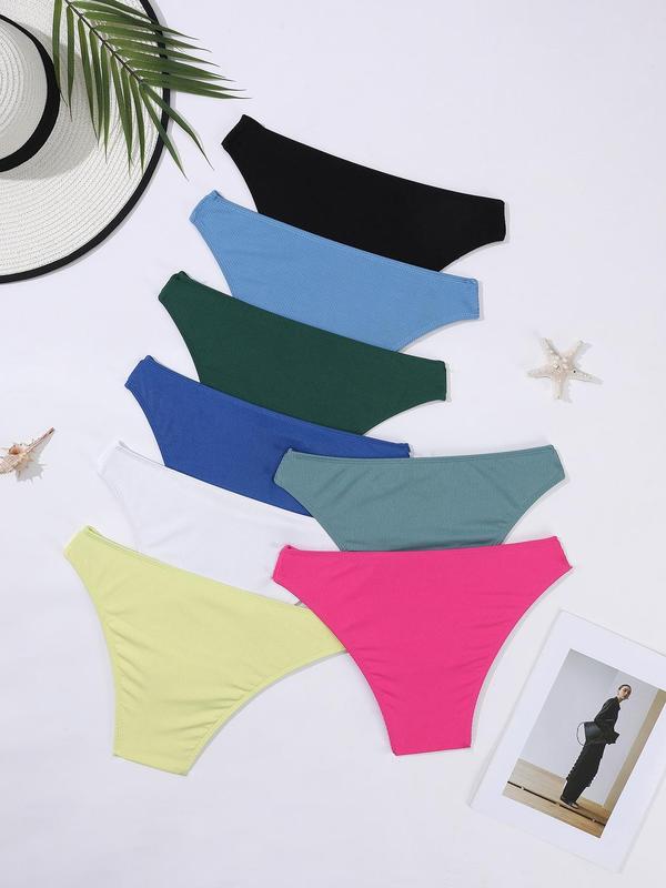 Women's Solid Color Panty, Breathable Comfortable Swim Brief for Summer, Ladies Swimwear for Beach Holiday Vacation