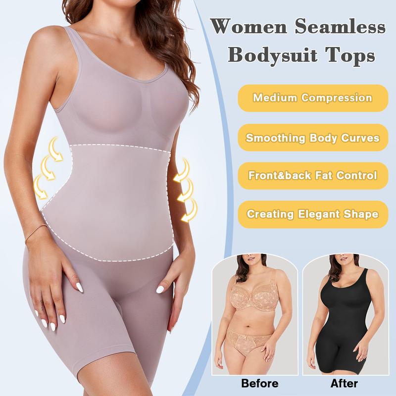 Women's Shapewear Bodysuit - Tummy Control Seamless Butt Lifting Workout Bodycon Shorts One Piece Body Shaper Jumpsuit