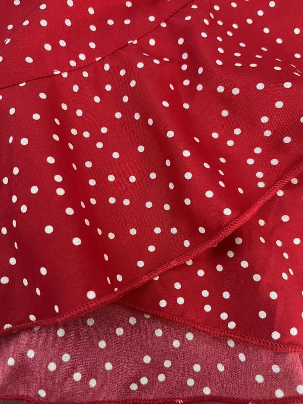 Women's Polka Dot Print  Wrap Skirt, Boho Elegant Knot Ruffle Trim Short Skirt for Beach Holiday Vacation, Ladies Bottoms for All Seasons