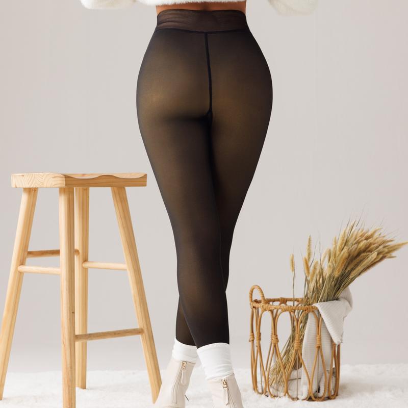 Tournesol Fleece Lined Tights Womenswear Size XS - XXL Thermal Winter Basic Leggings Thick Semi-Transparent Underwear Pantyhose Closed Foot Available in Light Mid Deep Skin Tone Comfort Minimalist