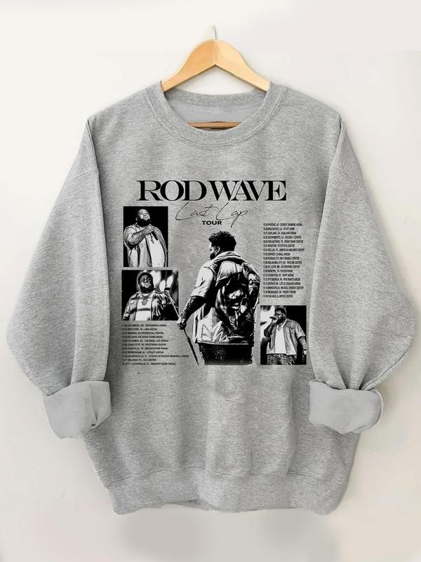 Women's Letter & Figure Print Drop Shoulder Sweatshirt, Casual Long Sleeve Round Neck Pullover for Fall & Winter, Ladies Clothes for Daily Wear