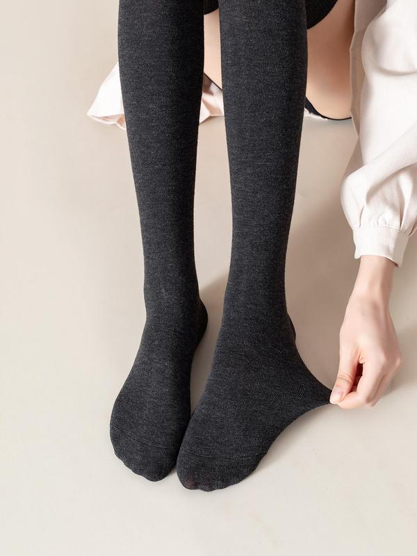 Women's Solid Over The Knee Socks, Casual Comfy Breathable Socks for Daily Wear, Women's Socks for Winter