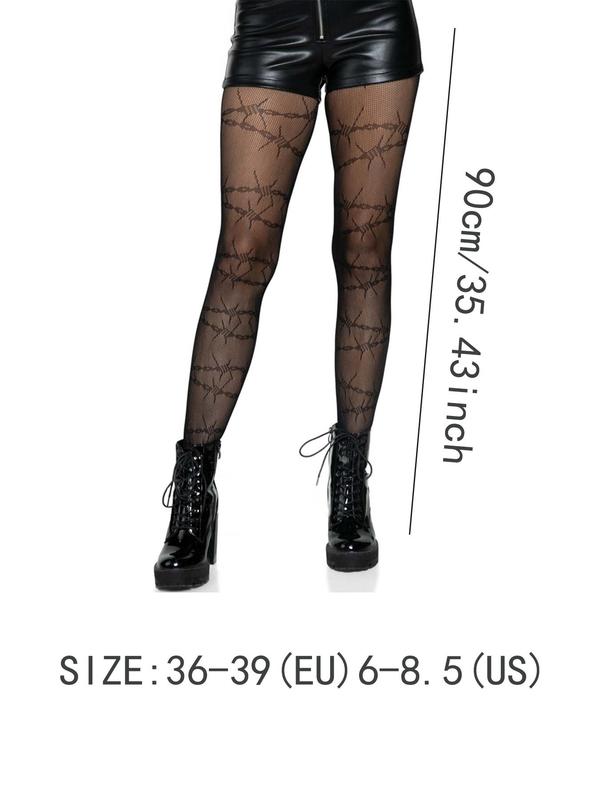 Women's All Over Print Hollow Out Fishnet Tights, Casual Comfy Breathable High Stretch Pantyhose for Daily Wear, Ladies Socks for All Seasons