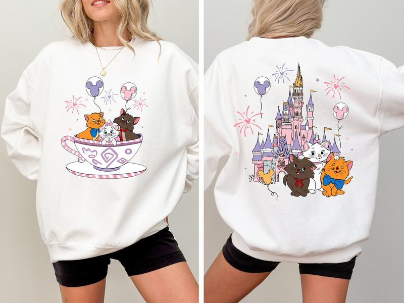 dsney The Aristocats Tea Cup Party Shirt Marie Toulouse Berlioz dsney Castle Coffee Cup T-shirt dsneyland Xmas Family Matching Shirt