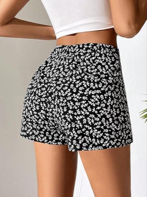 Women's Ditsy Floral Print Tie Side Wrap Vintage Shorts, Boho Casual High Waist Shorts for Beach Vacation Holiday, Ladies Summer Bottoms