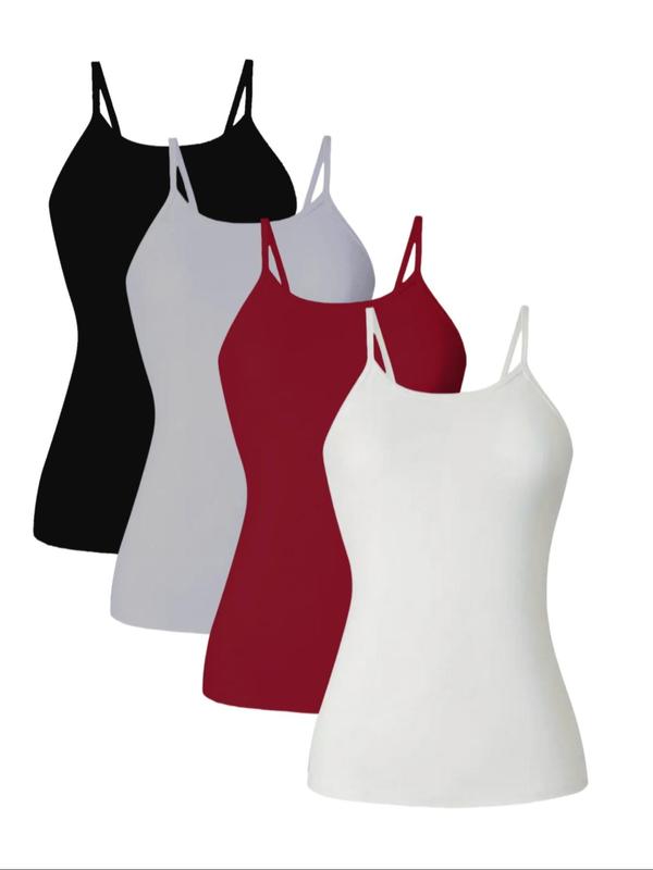 Women's Minimalist Solid Adjustable Strap Sleep Cami Top,  Clean Girl Clothes for School, Casual Comfy Spaghetti Strap Sleeveless Top for Daily Home Wear, Ladies Sleepwear for All Seasons