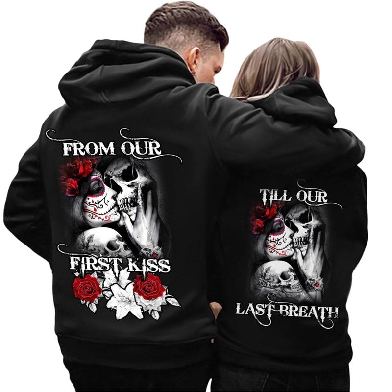 Skull Couple Hoodies, Him And Her Hoodie, Husband Wife Hoodie