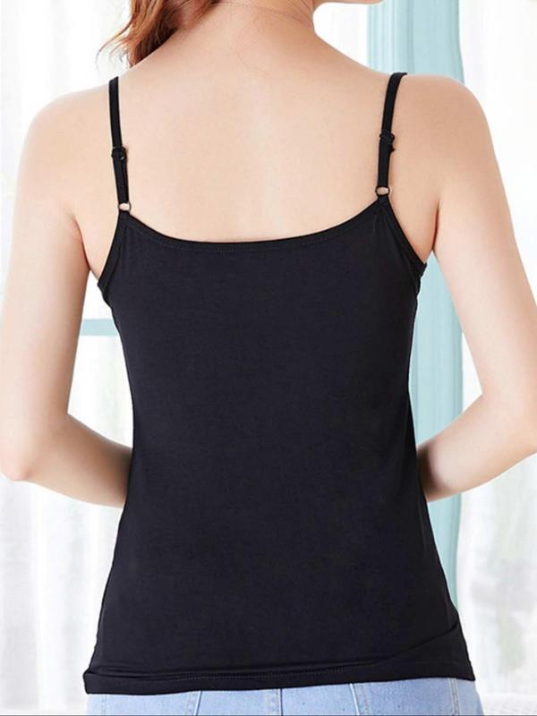 Women's Minimalist Solid Adjustable Strap Sleep Cami Top,  Clean Girl Clothes for School, Casual Comfy Spaghetti Strap Sleeveless Top for Daily Home Wear, Ladies Sleepwear for All Seasons