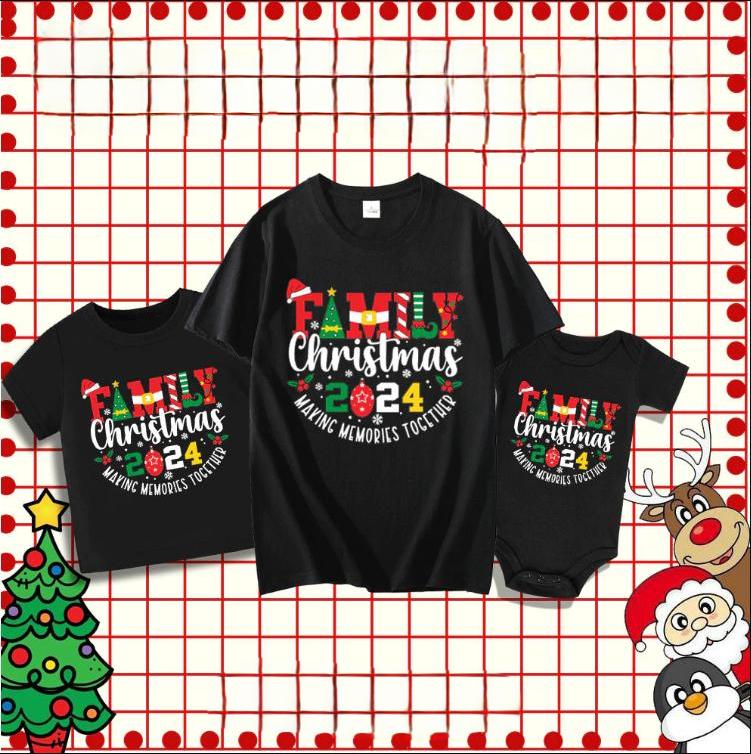 2024 Merry Christmas Family Shirts Family Christmas T-Shirts Mommy and Me Tee Shirt Family Matching Christmas Clothes