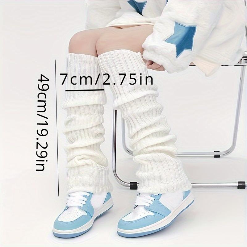 2 Pairs of Soft & Cozy Simple White Solid Color Stockings Leg Warmers - Non-Slip, Casual, Versatile, Comfortable, and Warm for Everyday Wear - Perfect for Cold Weather