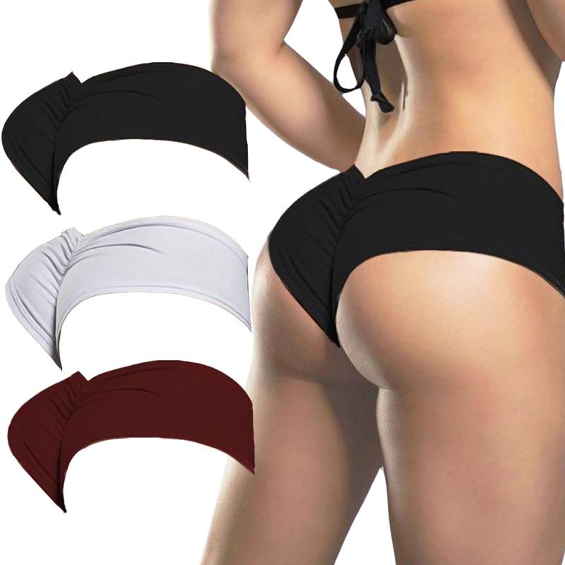 Women's  Sports Briefs Ruched Butt Lifting Panties Half Back Soft Active Yoga Underwear 3 Pack