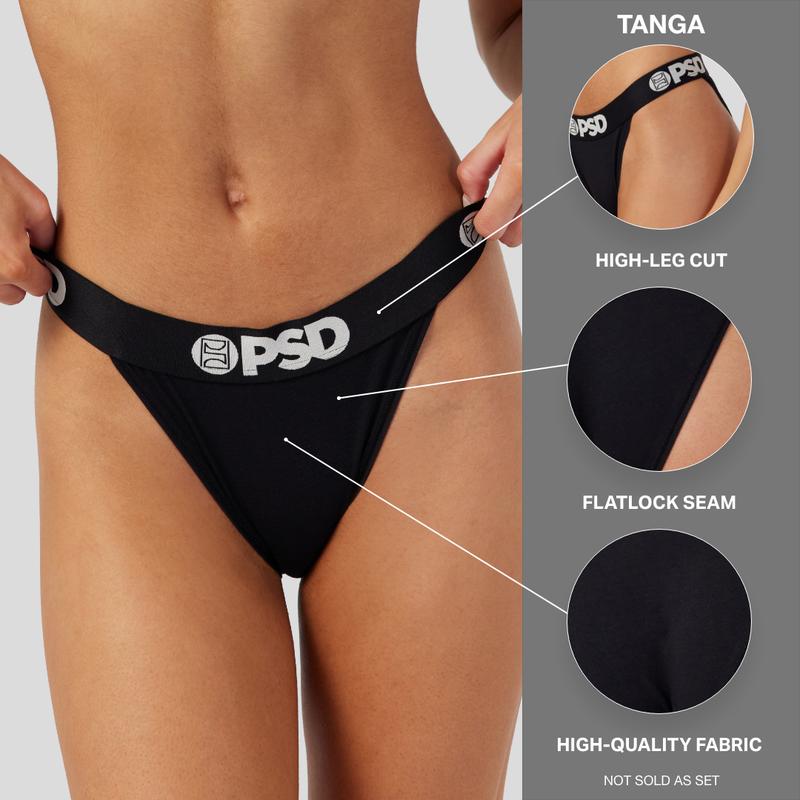 PSD Women's Black Solid Tanga Underwear - Premium Modal Fabric, High Cut Underwear