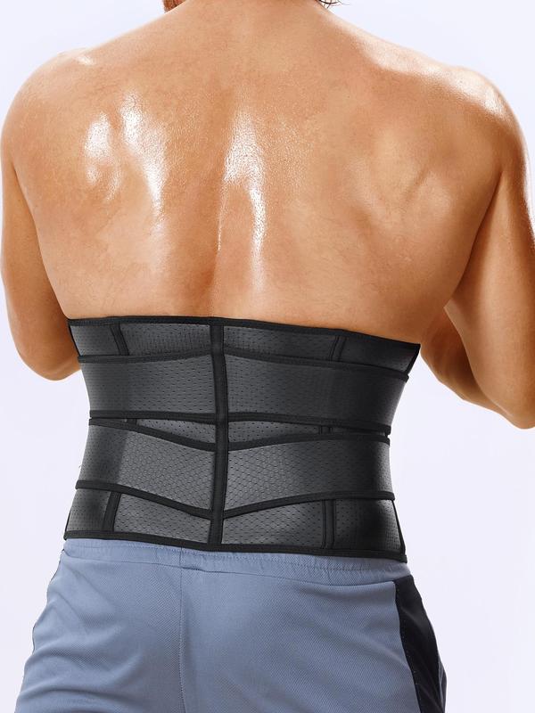 Men's Solid Zipper Sports Waist Trainer, Breathable Comfortable Hollow Out Waist Cincher, Tummy Control Shaper, Waist Trainer for Men, Gym  Accessories, Sports Shapewear, Comfort Cozy Tummy Control Hook Closure Fajas Colombianas Shaper