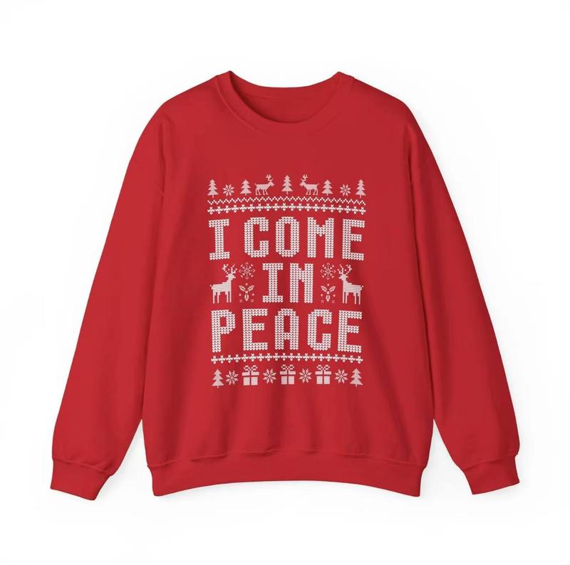 Matching Couples Ugly Christmas Sweatshirts Funny Couple Ugly Christmas Sweatshirts, I Come in Peace Sweatshirts