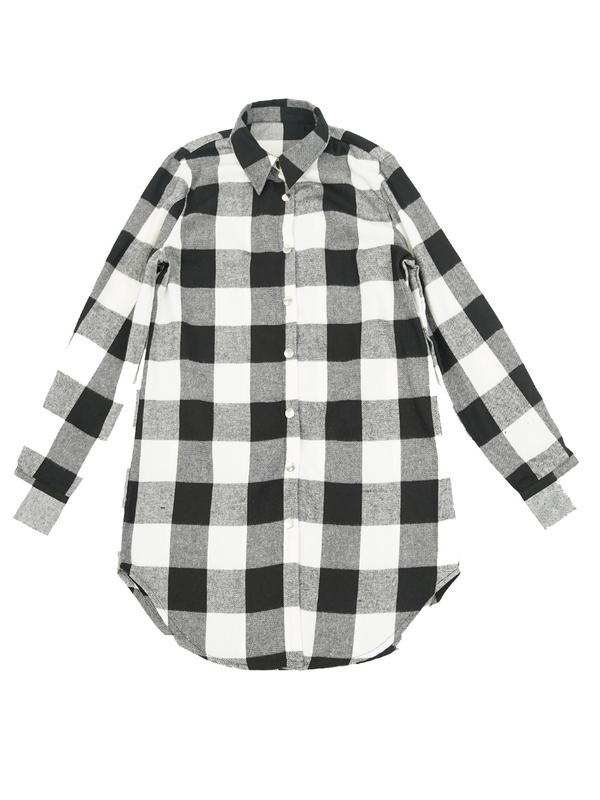 Women's Plaid Print Button Front Curved Hem Shirt, Casual Long Sleeve Collared Top for Spring & Fall, Ladies Clothes for Daily Wear