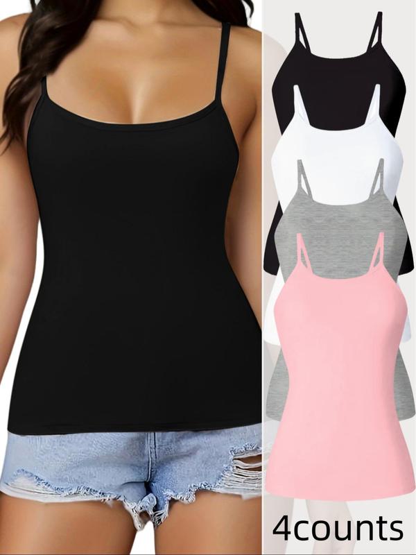 Women's Minimalist Solid Adjustable Strap Sleep Cami Top,  Clean Girl Clothes for School, Casual Comfy Spaghetti Strap Sleeveless Top for Daily Home Wear, Ladies Sleepwear for All Seasons