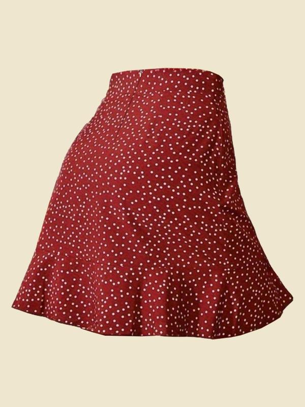 Women's Polka Dot Print  Wrap Skirt, Boho Elegant Knot Ruffle Trim Short Skirt for Beach Holiday Vacation, Ladies Bottoms for All Seasons