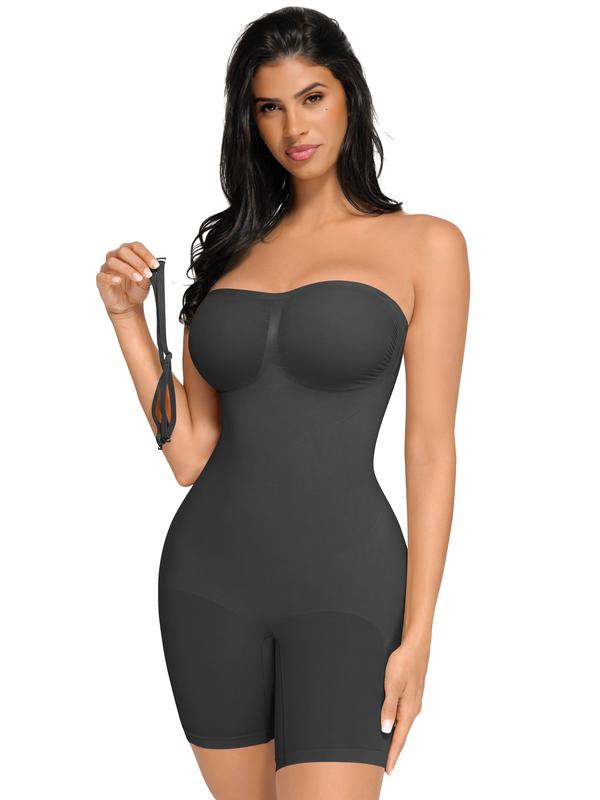 FeelinGirl Strapless Shapewear Tummy Control Bodysuit with Breast Support and Buttocks Lifting - Comfortable Fabric Womenswear Light Basic