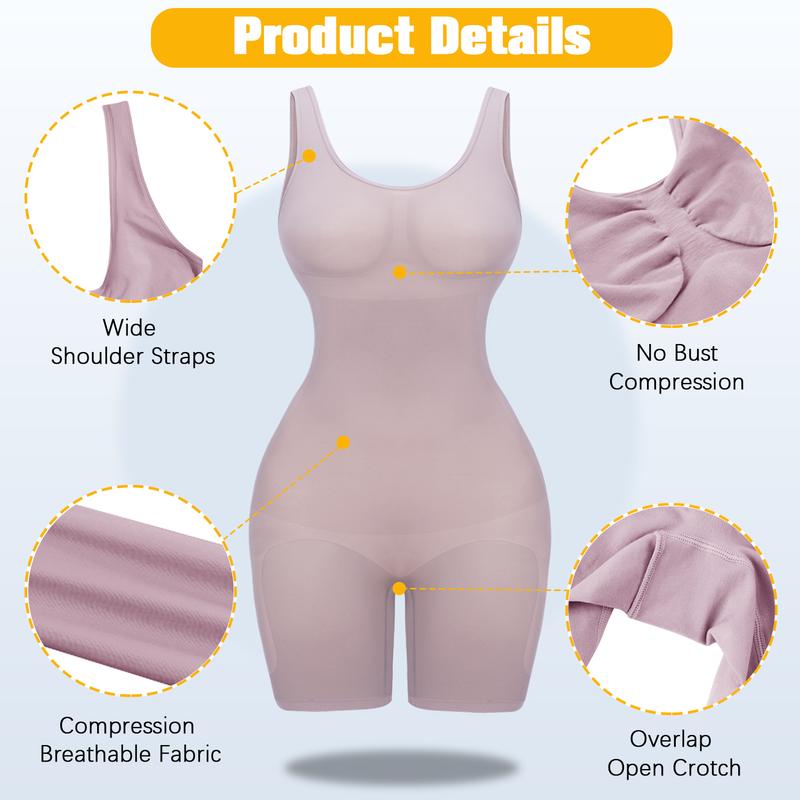 Women's Shapewear Bodysuit - Tummy Control Seamless Butt Lifting Workout Bodycon Shorts One Piece Body Shaper Jumpsuit