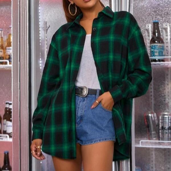 HANGNIFANG Plaid Shirts for Women Long Sleeve Shirts Blouse  Womenswear Comfort Casual Lady Top Women's Plaid plaid shirt